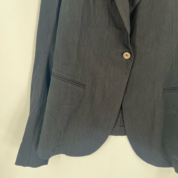 Uma Wang Rare Single Breasted Tailored Linen Blend Blazer Jacket In Black - Picture 4 of 9